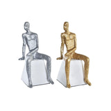 Decorative Figure DKD Home Decor 11 x 12 x 28 cm Silver Black White Men (2 Units)-0