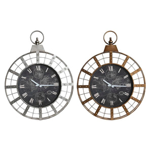 Wall Clock DKD Home Decor 60 x 6,5 x 78 cm Crystal Silver Black Golden Iron (2 Units)-0