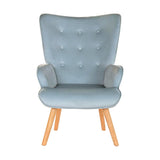 Armchair DKD Home Decor Sky blue Natural Polyester Wood 67 x 75 x 96 cm-0