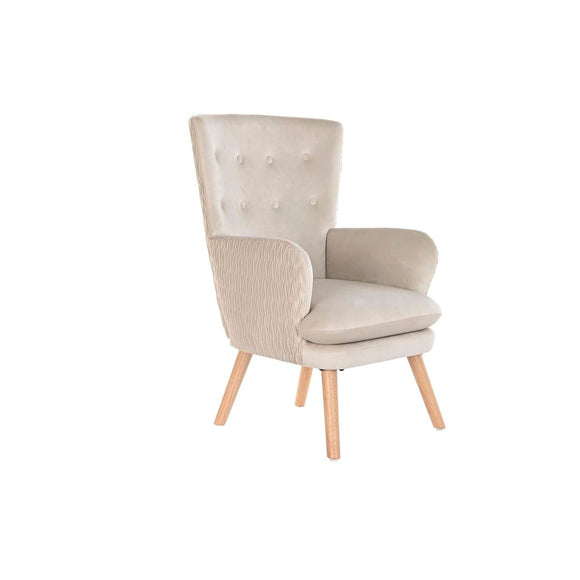 Armchair DKD Home Decor Beige Natural Polyester Wood 67 x 70 x 95 cm-0