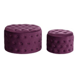 Footrest DKD Home Decor Purple Polyester Burgundy MDF Wood (70 x 70 x 42 cm)-0