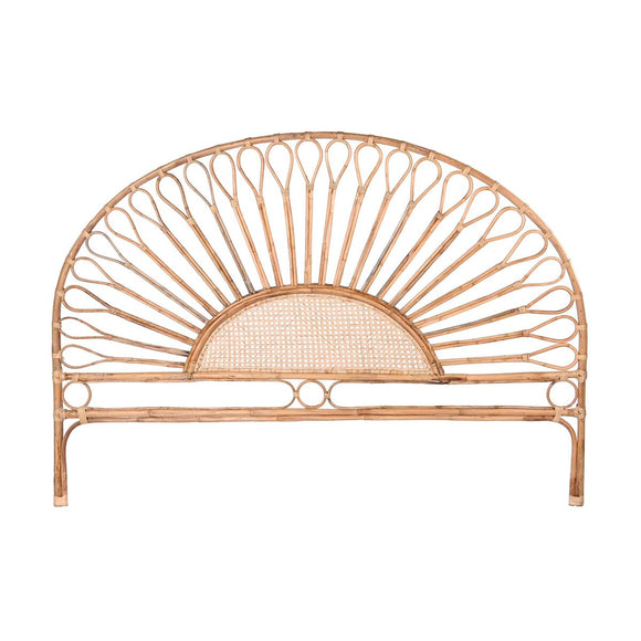 Headboard DKD Home Decor Natural Sunflower Wood Rattan 178 x 4 x 90 cm 178 x 4 x 127 cm-0