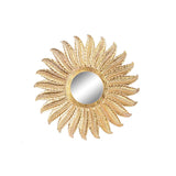 Wall mirror DKD Home Decor Golden Feathers Indian Man Stripped 90 x 3 x 90 cm-0