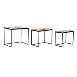 Set of 3 tables DKD Home Decor Yellow Black Pink Golden 60 x 40 x 50 cm-0