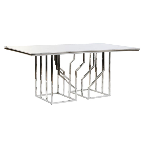 Dining Table DKD Home Decor Silver Crystal Steel (180 x 90 x 75 cm)-0