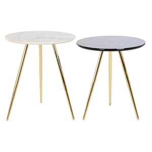 Set of 2 tables DKD Home Decor White Black Golden 46 x 46 x 45 cm-0