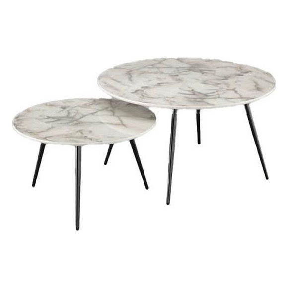 Set of 2 tables DKD Home Decor White Golden 80 x 80 x 45 cm-0