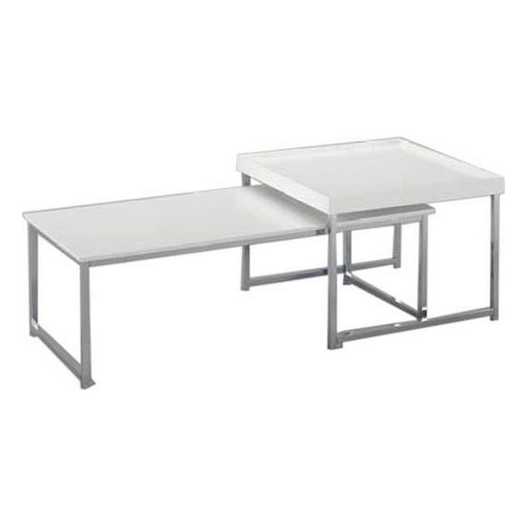 Centre Table DKD Home Decor White Silver Steel MDF Wood 110 x 48 x 45 cm-0