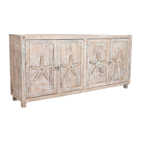 Sideboard DKD Home Decor Natural White Mango wood (193 x 40,6 x 91,4 cm)-0