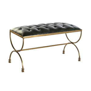 Foot-of-bed Bench DKD Home Decor 90 x 38 x 52 cm Golden Metal Green Metallic-0