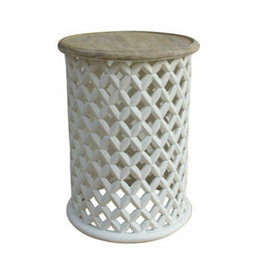 Side table DKD Home Decor White Natural Mango wood 45 x 45 x 62 cm-0