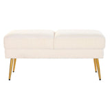 Bench DKD Home Decor 106 x 45 x 50 cm Golden Metal White-2