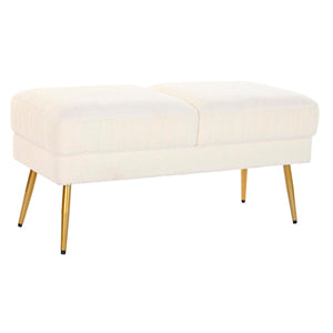 Bench DKD Home Decor 106 x 45 x 50 cm Golden Metal White-0