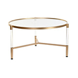 Centre Table DKD Home Decor Glamour Transparent Golden Acrylic Metal 87 x 87 x 50 cm-3