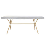 Dining Table DKD Home Decor Grey Golden White Brass Mango wood (180 x 90 x 76 cm)-2