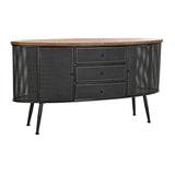 Sideboard DKD Home Decor 145,5 x 45 x 76 cm Fir Black Metal Brown-0