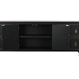 TV furniture DKD Home Decor Black Oriental White Golden White/Black Metal Fir MDF Wood 130 x 26 x 51 cm-3