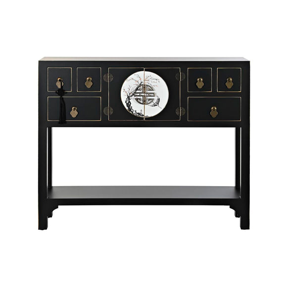 Side table DKD Home Decor 95 x 26 x 79 cm Fir Black Golden Metal White MDF Wood-0