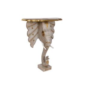 Console DKD Home Decor Elephant White Grey Golden Brass Mango wood 80 x 30 x 96 cm-0