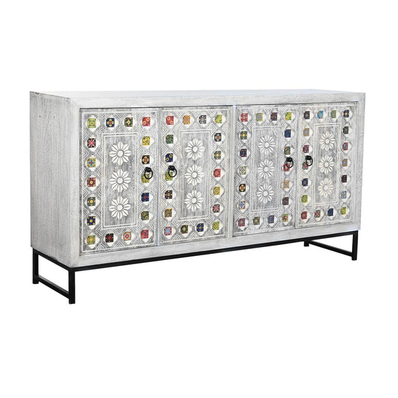 Sideboard DKD Home Decor Ceramic Grey White Mango wood (150 x 38 x 80 cm)-0