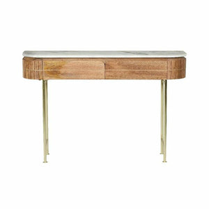 Console DKD Home Decor 110 x 30 x 76 cm 102 x 30 x 76 cm Golden Brown White Marble Mango wood-0