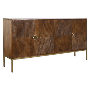 Sideboard DKD Home Decor Golden Dark brown Metal Mango wood 170 x 40 x 90 cm-0