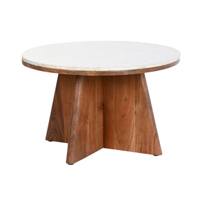 Centre Table DKD Home Decor Marble Acacia (70 x 70 x 43 cm)-0