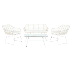 Sofa and table set DKD Home Decor Metal synthetic rattan 124 x 74 x 84 cm-0