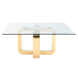 Centre Table DKD Home Decor Golden Steel Tempered Glass 100 x 100 x 45 cm-1
