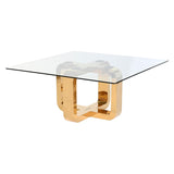 Centre Table DKD Home Decor Golden Steel Tempered Glass 100 x 100 x 45 cm-0