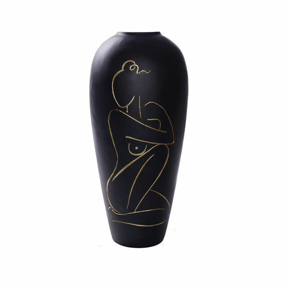 Vase DKD Home Decor Lady Black Resin Modern (34 x 34 x 73,5 cm)-0
