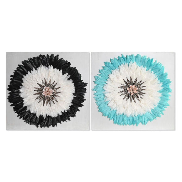 Wall Decoration DKD Home Decor White Black 60 x 6 x 60 cm (2 Units)-0