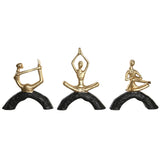 Decorative Figure DKD Home Decor 28 x 7 x 35 cm 28 x 8 x 36 cm Black Golden Yoga (3 Units)-0