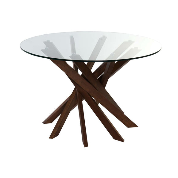 Dining Table DKD Home Decor Crystal Brown Transparent Walnut 120 x 120 x 76 cm-0