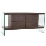 Sideboard DKD Home Decor Brown Transparent Crystal Walnut MDF Wood 160 x 45 x 80 cm-0