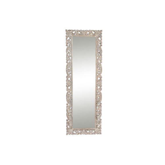 Wall mirror DKD Home Decor 60 x 3,5 x 180 cm Crystal Natural White Mango wood Neoclassical Stripped-0
