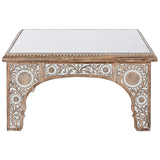 Centre Table DKD Home Decor 81 x 81 x 45 cm Crystal Aluminium Mango wood-2