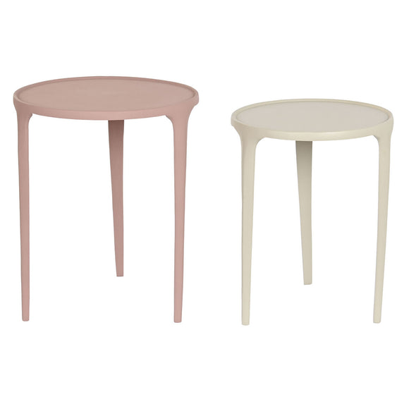 Set of 2 tables DKD Home Decor Beige Pink 40 x 40 x 50 cm-0