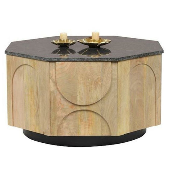Centre Table DKD Home Decor Marble Mango wood 80 x 80 x 45 cm-0