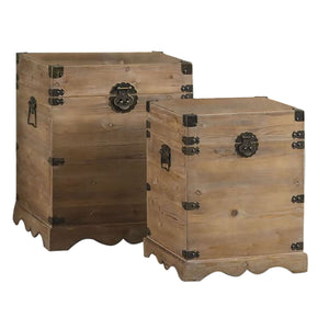 Set of Chests DKD Home Decor Metal Fir Fir wood Oriental 50 x 50 x 61 cm 48 x 48 x 61 cm 50 x 50 x 60 cm (2 Units) (1 Unit)-0