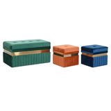 Bench DKD Home Decor Blue Green Orange Golden MDF Wood 93 x 47 x 45 cm (3 Units)-0