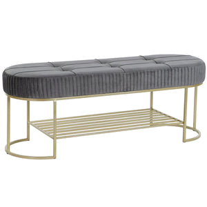 Bench DKD Home Decor Grey Golden Metal 120 x 40 x 45 cm-0