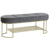 Bench DKD Home Decor Grey Golden Metal 120 x 40 x 45 cm-0