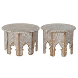 Set of 2 tables DKD Home Decor Natural 75 x 75 x 45 cm 70 x 70 x 46 cm-0