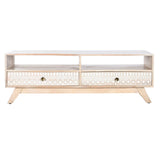 TV furniture DKD Home Decor White Natural Mango wood 130 x 40 x 45 cm-2