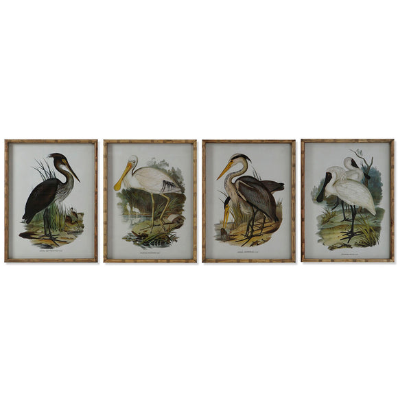 Painting DKD Home Decor Birds Oriental 45 x 3 x 60 cm (4 Units)-0