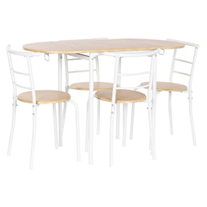 Table set with 4 chairs DKD Home Decor White Natural Metal MDF Wood 121 x 55 x 78 cm-0