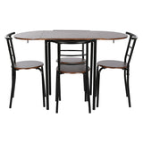Table set with 4 chairs DKD Home Decor Brown Black Metal MDF Wood 121 x 55 x 78 cm-6