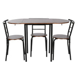 Table set with 4 chairs DKD Home Decor Brown Black Metal MDF Wood 121 x 55 x 78 cm-5