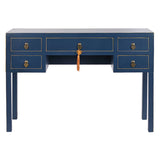 Desk DKD Home Decor Blue Golden Metal Pinewood MDF Wood 110 x 35 x 78 cm-2